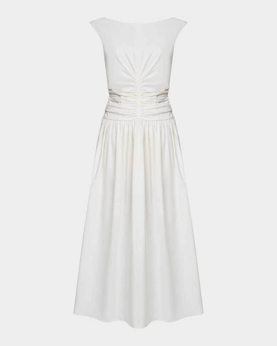 Imani Ruched Cotton Poplin Midi Dress